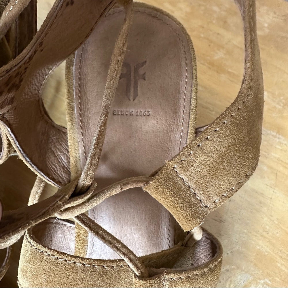 FRYE Chrissy Side Ghillie Cognac Brown Women's Dress Sandals Size 9 - Picture 6 of 14